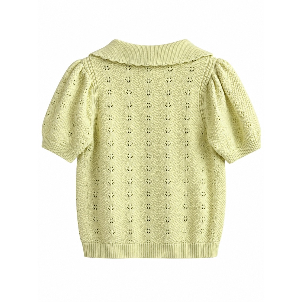 Free Assembly Women's M Pointelle Knit Short Sleeve Cardigan Sweater